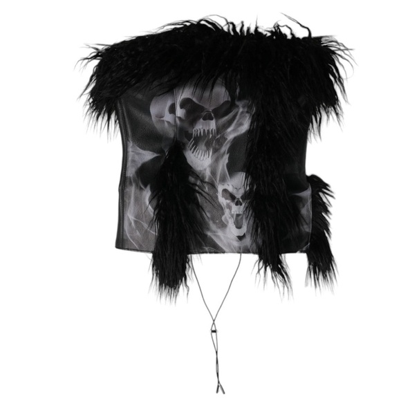 Namilia DOOMSDAY FAUX FUR CORSET black smoke grey women’s size xl new with tag - Picture 1 of 10